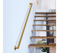 Gorssen 400cm Main Courante de Tuyau doré d'escalier avec Supports de Fixation Murale, Barres d'appui doré rustiques et murales for Grenier d'escalier/Couloir/Villas/loft