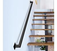 Gorssen 460cm Main Courante d'escalier de Tuyau de Fer forgé, Main Courante de Barre de Garde de rétro de Barre de Garde d'eau de Couloir de Tuyau de Fer de Vent Industriel, Noir
