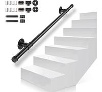 Gorssen main courante,100cm main courante pour escalier noir,Rampe d'escalier,rampe escalier de Barre de Garde de rétro de Tuyau de Fer de Vent Industriel,pour les escaliers,les murs,loft,couloir