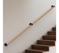Gorssen Main Courante en Bois, Rampe d'escalier Bois en Hêtre Ronde 3.5cm Poignée de Sécurité Barre d'escalier avec Support Intérieur Murale Balustrade pour Handicapée/Personnes âgées (Beech, 150cm)
