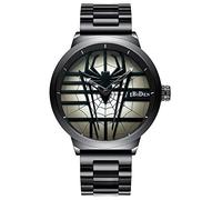 Gosasa Montre à quartz de luxe pour homme en acier inoxydable avec grand cadran, Noir/blanc, Montre à quartz