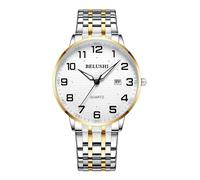 Gosasa Montre à Quartz Facile à Lire pour Seniors, Grands Chiffres, Calendrier, Résistance à l'eau 30 m, Lumineuse, Montre-bracelet en Acier Inoxydable pour Femmes et Hommes, Women