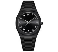 Gosasa Montre à Quartz pour Homme - Chiffres Arabes du Moyen-Orient - Design élégant - en Acier Inoxydable - Étanche - Affaires et décontractées