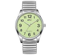 Gosasa Montre à quartz pour homme facile à lire avec grands chiffres et bracelet élastique en acier inoxydable étanche, vert/blanc, Décontracté