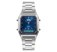 Gosasa Montre-Bracelet Unisexe étanche Militaire analogique numérique avec chronographe LED Multi-Temps, Montre d'affaires en Acier Inoxydable pour Homme, Bleu, M, Décontracté