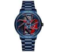 Gosasa Montre de course rotative pour homme - En acier inoxydable - Étanche, Bleu Rouge B, mode sportive