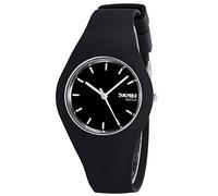 Gosasa Montre de sport décontractée et simple avec bracelet en silicone étanche jusqu'à 30 m, Aiguilles noires et blanches, Sports et loisirs