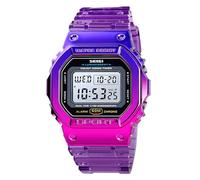 Gosasa Montre de sport d'extérieur unisexe avec lumière LED - Montre numérique transparente multifonction pour homme et femme - Style décontracté - Chronomètre - Date - Étanche jusqu'à 5 bars, violet,