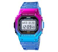 Gosasa Montre de sport d'extérieur unisexe avec lumière LED - Montre numérique transparente multifonction pour homme et femme - Style décontracté - Chronomètre - Date - Étanche jusqu'à 5 bars, bleu