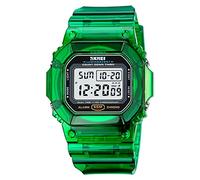 Gosasa Montre de sport d'extérieur unisexe avec lumière LED - Montre numérique transparente multifonction pour homme et femme - Style décontracté - Chronomètre - Date - Étanche jusqu'à 5 bars, vert