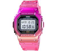 Gosasa Montre de sport d'extérieur unisexe avec lumière LED - Montre numérique transparente multifonction pour homme et femme - Style décontracté - Chronomètre - Date - Étanche jusqu'à 5 bars, Rouge,