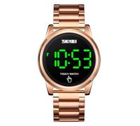 Gosasa Montre de sport étanche à écran tactile numérique LED pour homme et femme en acier inoxydable, rose gold, Numérique