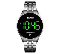 Gosasa Montre de sport étanche à écran tactile numérique LED pour homme et femme en acier inoxydable, Argent B., Numérique