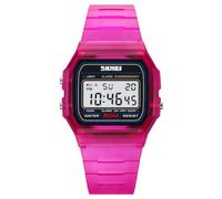 Gosasa Montre de sport numérique unisexe classique avec bracelet en polyuréthane transparent étanche à 30 m, montre décontractée avec rétroéclairage EL, alarme, chronomètre, affichage 12/24 heures