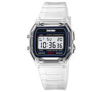 Gosasa Montre de sport numérique unisexe classique avec bracelet en polyuréthane transparent étanche à 30 m, montre décontractée avec rétroéclairage EL, alarme, chronomètre, affichage 12/24 heures