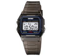 Gosasa Montre de sport numérique unisexe classique transparente avec bracelet en polyuréthane étanche et décontracté, Noir , Numérique
