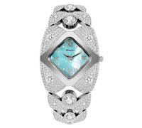 Gosasa Montre élégante pour femme avec bracelet en diamant - Montre à quartz analogique romaine étanche - Cadeau pour femme, Bleu argenté, Luxe :
