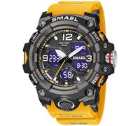 Gosasa Montre militaire S-Shock pour homme avec grand cadran étanche, rétroéclairage, alarme, chronomètre, bracelet robuste pour l'entraînement, la randonnée et l'aventure, 8008_Orange, Sports