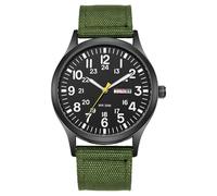 Gosasa Montre militaire unisexe avec bracelet en nylon et affichage analogique à quartz étanche et décontractée, vert