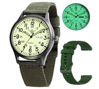 Gosasa Montre militaire unisexe avec bracelet en nylon et textile - Montre élégante pour homme - Affichage analogique - Montre à quartz étanche et décontractée, D-Green Light, Décontracté
