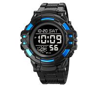 Gosasa Montre numérique à grand cadran S Shock pour homme - Montre de sport militaire à LED résistante à l'eau, bleu/noir, M, Numérique