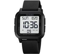 Gosasa Montre numérique LED à grand cadran avec date et heure - Étanche - 3 bars - Pour homme et femme, H Black, Mouvement à quartz