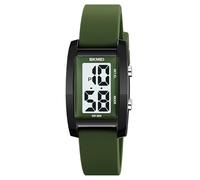 Gosasa Montre numérique tendance unisexe à grands chiffres avec cadran rectangulaire et bracelet en silicone étanche à LED, vert, Décontracté