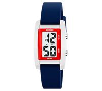 Gosasa Montre numérique tendance unisexe à grands chiffres avec cadran rectangulaire et bracelet en silicone étanche à LED, bleu, Décontracté