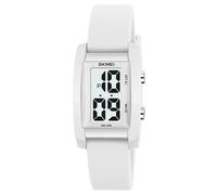 Gosasa Montre numérique tendance unisexe à grands chiffres avec cadran rectangulaire et bracelet en silicone étanche à LED, blanc, Décontracté