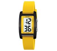 Gosasa Montre numérique tendance unisexe à grands chiffres avec cadran rectangulaire et bracelet en silicone étanche à LED, jaune, Décontracté