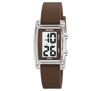 Gosasa Montre numérique tendance unisexe à grands chiffres avec cadran rectangulaire et bracelet en silicone étanche à LED, Marron transparent, Décontracté