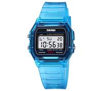 Gosasa Montre numérique Unisexe Multifonction Sport Classique Unisexe Bracelet en Acier Inoxydable étanche LED Montre électronique, B1 Bleu., Polyvalent