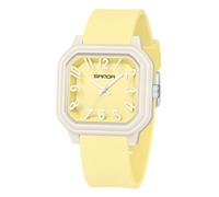 Gosasa Montre tendance pour femme avec grands chiffres arabes et cadran carré, facile à lire, étanche, montre à quartz analogique pour femme avec bracelet en silicone coloré, V Jaune clair, Tendance