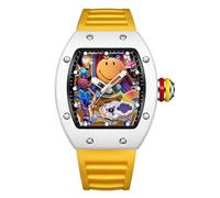 Gosasa Montre Tendance pour Homme avec Smiley coloré - Montre Tendance et créative avec Bracelet en Silicone - Design Unique et Lumineux, Jaune, Unique
