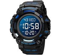 Gosasa Montres de sport militaires pour hommes en forme d'avion numérique avec lumière LED étanche, E - Bleu, Numérique