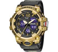 Gosasa Montres pour hommes Multifonctions Militaire S-Shock Sport Montre LED Numérique Étanche Alarme Montres, 8008_Noir & Or, Armée