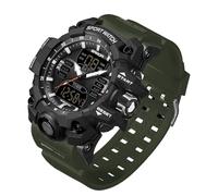 Gosasa S-Shock Montre de sport multifonction pour homme avec affichage numérique LED et alarme, 8069_armée et vert, Militaire