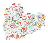 Gosera 100 Pcs 15mm Couleur Alphabet Rond Boutons Mercerie Couture DIY Decoration avec 2 Trous