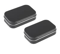 Gosera 2 PCS Petite Boîte de Rangement avec Couvercle Petites Boîtes en Fer Blanc Rectangulaires Boîte en Métal avec Couvercle Petite Boîte en Fer Blanc pour Le Stockage à Domicile Noir