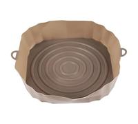 Gosera 20Cm Friteuses à Air Four Plaque de Cuisson Poulet Frit Panier Tapis AirFryer Silicone Pot Rond Replacemen Grill Pan Marron