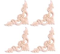 Gosera 4Pcs 8 x 8Cm Bois Sculpté Coin Onlay Meubles DéCorations pour Appliques Non Peintes