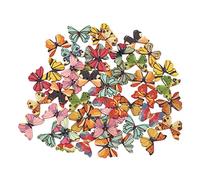 Gosera 50Pcs 2 Trous de Mixte Bouton de Papillon en Bois de Couture Scrapbooking DIY