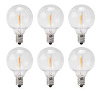 Gosera 6Pcs G40 LED Ampoules de Remplacement, E12 Base de Vis Incassable LED Globe Ampoules pour Guirlandes Solaires Blanc Chaud