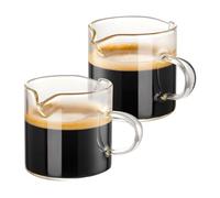 Gosera Ensemble de 2 Tasses à, Tasses à Double Bec en Verre Transparent de 4 Oz, Tasse à Lait avec Poignée, Verres à Shot