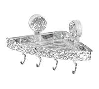 Gosera Étagère de Rangement à Ventouse de Douche en Acrylique Transparent, Étagères d'angle à Motif D'Ondes Aquatiques pour Pièces de Douche