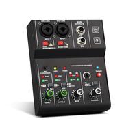Gosera Mélangeur de Carte Son 2 Canaux Professionnel, Interface Audio Portable pour Console de Carte Son pour L'Enregistrement de Guitare en Studio Vocal
