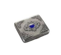 Goshentech Boîtier en métal vintage, métal plaqué argent antique, capacité 18-20, surface imitation émeraude, emballage cadeau (argent antique, taille King Size 85 mm)