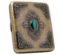 Goshentech Boîtier vintage en métal plaqué cuivre, capacité de 18 à 20, ornement imitation émeraude de surface, emballage cadeau (bronze, king size de 85 mm)