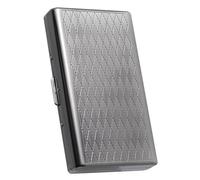 Goshentech Étui rétro en métal à motif losange, 14 capacités, plaqué argent antique, double face, pour cartes bancaires, caisse (King size 100 mm) (argent antique)