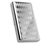 Goshentech Étui rétro en métal à motif losange, capacité 14, plaqué argent, double face, pour cartes bancaires, caisse (King size 100 mm) (argent)
